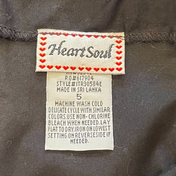 Heart Soul Black Cotton A-Line Skirt Pink Floral Applique Embroidered, Size 5 - Picture 6 of 12